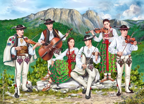 Fototapety folk  tradycyjna-kapela-zakopianska