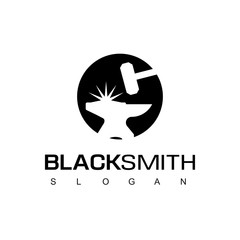 Wall Mural - Blacksmith Logo Template Isolated On White Background