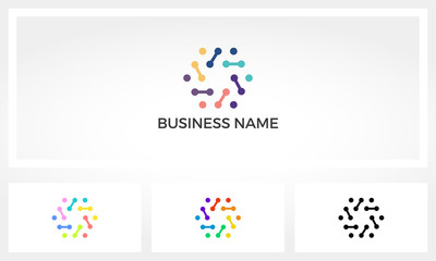 Hexagon Dots And Node Lines Logo