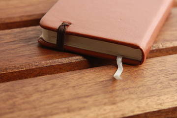 brown leather notebook closed