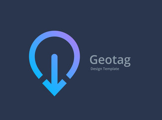 Geotag with arrow or location pin logo icon design