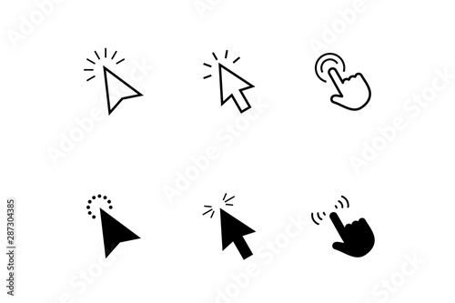 Click Cursor Pointer Icons Set Set Of Different Mouse Cursors Arrow Web Cursors Click Arrow And Hand With A Finger Mouse Hand Arrow Hourglass Click Press And Touch Buy This Stock