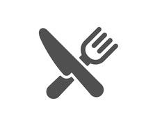 Cutlery Sign. Food Icon. Fork, Knife Symbol. Classic Flat Style. Simple Food Icon. Vector