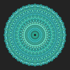 Poster - Floral ornamental mandala graphic - vector design element on black background