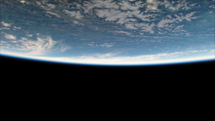 3d render, near, low earth orbit blue planet. 4k in outer space, Surface. High quality.