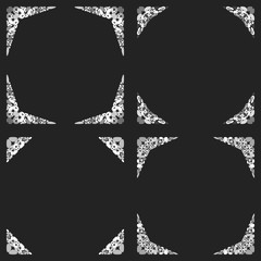 Poster - Curved stone mosaic page corner design set - vector design elements