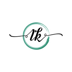 LK initial handwriting logo template. round logo in watercolor color with handwritten letters in the middle. Handwritten logos are used for, weddings, fashion, jewelry, boutiques and business