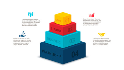 Vector abstract elements for infographic with 4 step or options. Business template for presentation.