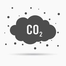 Co2 Emissions Icon Cloud Vector Flat, Carbon Dioxide Emits Symbol, Smog Pollution Concept, Smoke Pollutant Damage, Contamination Bubbles, Garbage Label, Combustion Products Isolated Modern Design Sign