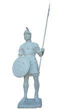 White Statue Of Ancient Roman Legionary Soldier Isolated