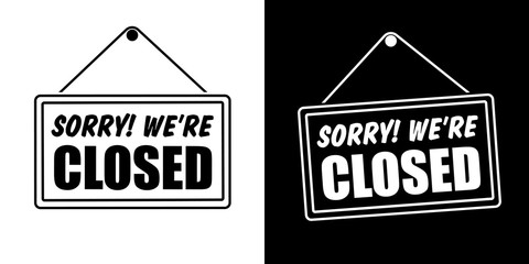 Aufkleber - We're closed in signboard with a rope. Vector