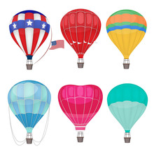 Air Balloons. Airing Transport In Sky Vector Hot Air Balloons. Illustration Air Balloon Travel, Transportation Fly Adventure