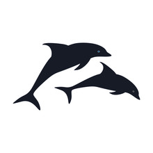 Flat Icon On Theme Save Whales A Pair Of Dolphins