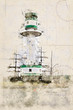 Digital artistic Sketch of a Lighthouse in Kiel in Germany