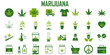 marijuana, cannabis, leaf, weed, medical, drug  flat icons. mono vector symbol