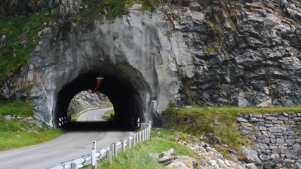 Sticker - Road with tunnel near Kleivodden rest stop area, Norway. Norwegian scenic route Andoya