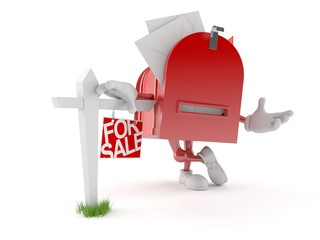 Sticker - Mailbox character with real estate sign