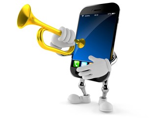 Sticker - Smart phone character playing the trumpet