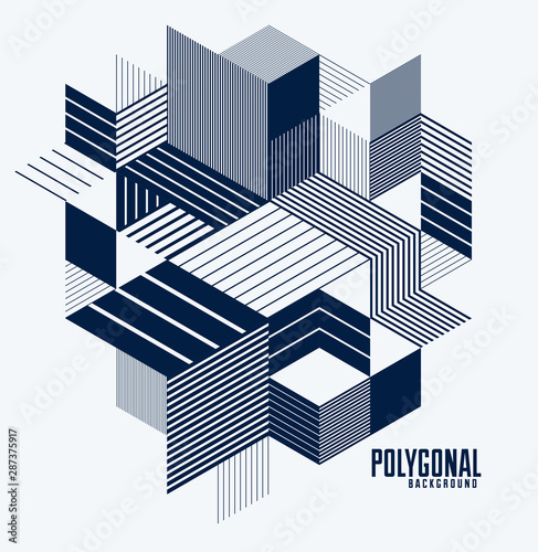 Line Design 3d Cubes And Triangles Abstract Background Polygonal
