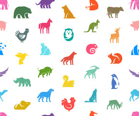 Seamless pattern with Animals logos. Animal logo set
