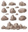 Rock stones. Cartoon stone isometric set. Granite boulders pile, natural building block materials. 3d game art isolated vector. Illustration boulder pile, mountain mineral block