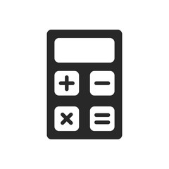 Poster - Modern flat black illustration on white backdrop. Calculator, math icon. Accounting sign. Isolated object.