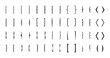 Bracket vector icons. Curly line brackets typography symbols set. Bracket and parenthesis, mathematic rounded arrow illustration