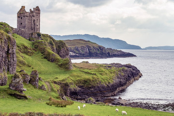 Ruins of an old castle in Scottish Highlands, Scotland