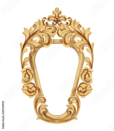 Baroque luxury golden frame Vector. Elegant mirror decor. Victorian ornaments...