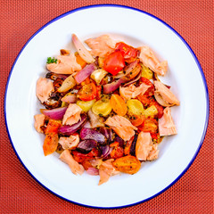 Sticker - Healthy Salmon Fillet With Roasted Vegetables