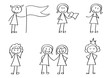 © Yana Perovska - Stick figures in vector. Girls, women cooperating and showing support to each other. Cute childish drawings, freehand outline doodles