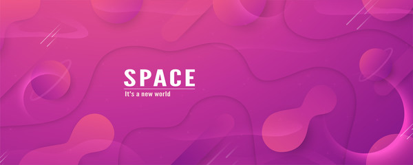 Wall Mural - 3D illustration template design in concept of space in the galaxy of the universe. Modern abstract gradient background in liquid and fluid style. Trend creation of the world.