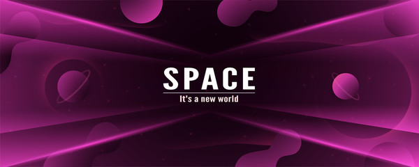 Wall Mural - 3D illustration template design in concept of space in the galaxy of the universe. Modern abstract gradient background in liquid and fluid style. Trend creation of the world.