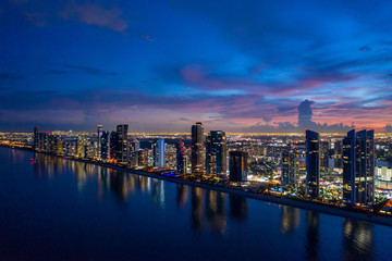 Wall Mural - Sunny Isles Beach Florida USA twilight aerial panorama