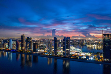 Wall Mural - Sunny Isles Beach Florida USA twilight aerial panorama