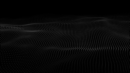 Poster - Wave 3d. Wave of particles. Futuristic point wave. Design for poster. Technology vector background. Vector illustration.