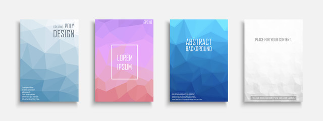 collection of vector bright abstract polygonal contemporary templates, posters, placards, brochures,