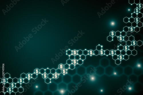 Creative hexagonal background with dollar