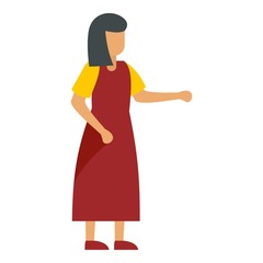 Sticker - Woman in red dress icon. Flat illustration of woman in red dress vector icon for web design