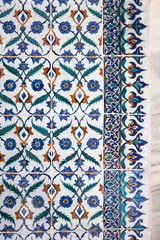 Wall Mural - Ancient Ottoman handmade turkish tiles with floral patterns