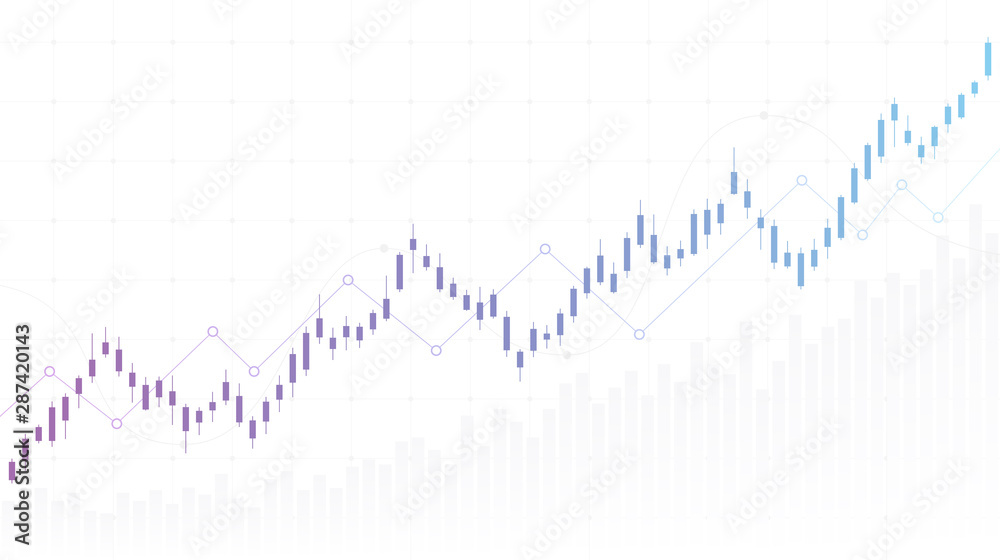 abstract financial chart with uptrend line candlestick graph in stock ...