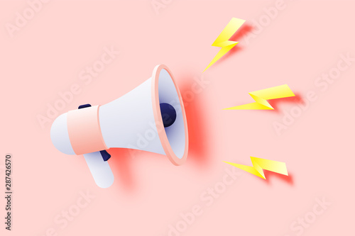Fotomural Megaphone announcement with paper art style