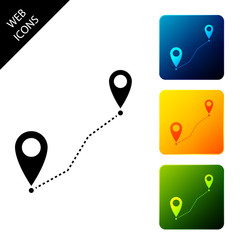 Poster - Route location icon isolated. Map pointer sign. Concept of path or road. GPS navigator. Set icons colorful square buttons. Vector Illustration