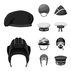 Wall Mural - Isolated object of headgear and modern sign. Set of headgear and clothing stock symbol for web.