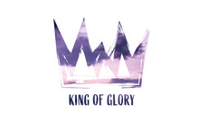 Christian Worship And Praise. Cloudy Sky With Crown And Empty Space. Text: KING OF GLORY