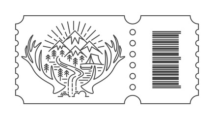 Wall Mural - Ticket with barcode and Tent