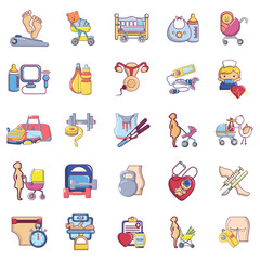 Poster - Preparation pregnancy icons set. Cartoon set of 25 preparation pregnancy vector icons for web isolated on white background