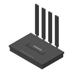 Poster - Four antenna router icon. Isometric of four antenna router vector icon for web design isolated on white background