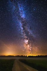 Wall Mural - Landscape with Milky way galaxy in Lithuania