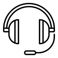 Poster - Headphone with microphone icon. Outline headphone with microphone vector icon for web design isolated on white background